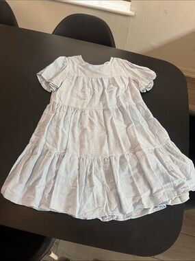 Light Blue Tiered Cotton Women’s  Dress